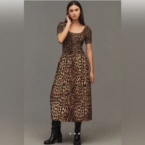 Damson Madder Malinda Smocked Short-Sleeve Midi Dress - US 4 - UK 8 - NWT - 🐆